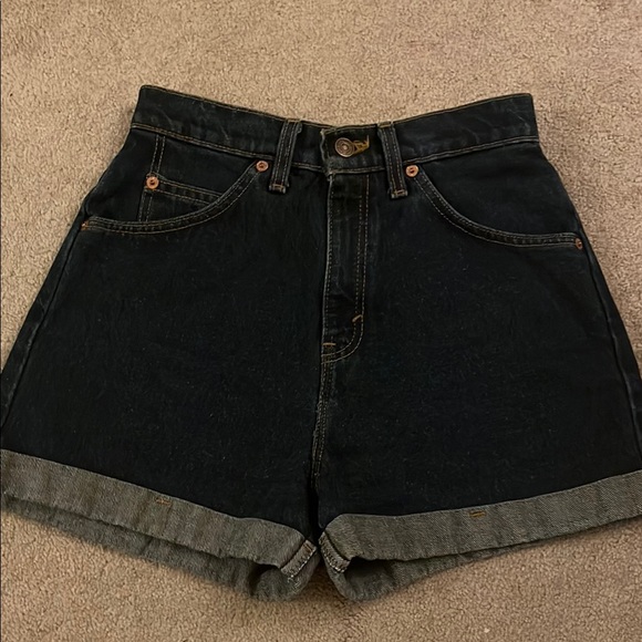 Rare vintage Levi's Dark wash Jean Shorts High-Waisted Cuffed - Picture 1 of 4